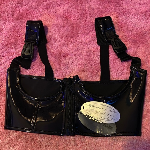 Poster Grl Underbust Corset Midnight My Type Vegan Patent Leather Buckle Straps - Picture 7 of 11